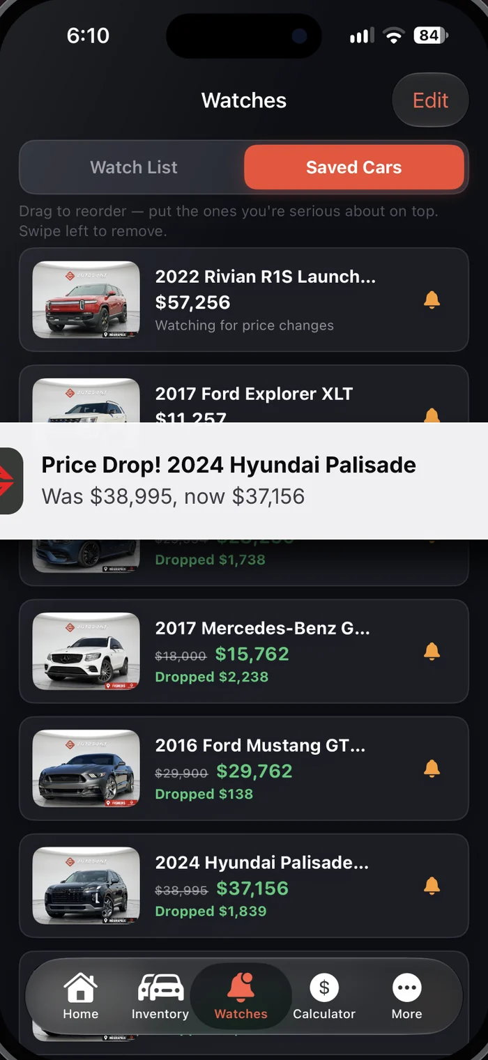 Auto Giant USA app saved cars